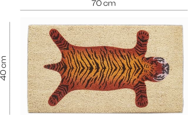 Detalle 2 de Baroni Home zerbino da ingresso in cocco con base in PVC dipinto a mano 70x40 cm