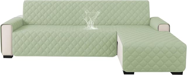 Detalle de Ystyle copridivano impermeabile angolare reversibile per 2 posti con penisola (verde menta, L 210 cm)