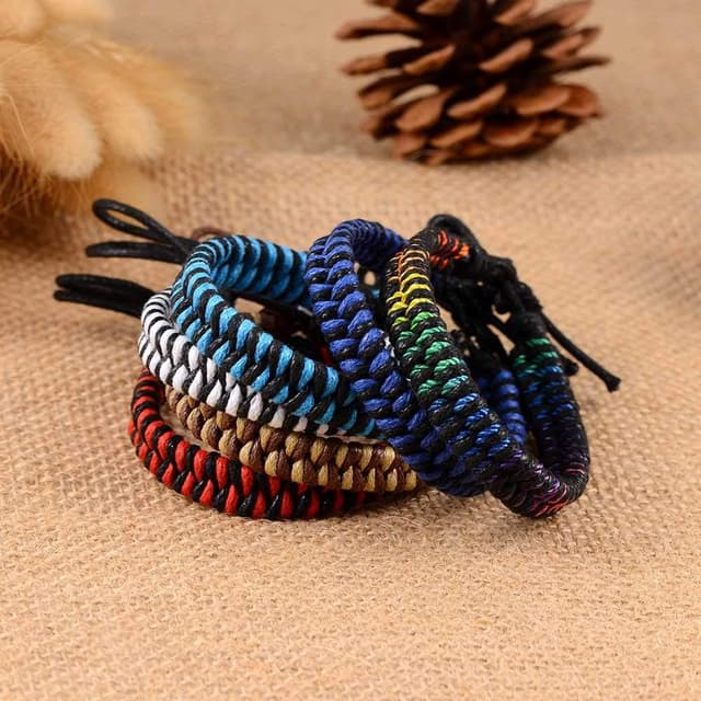 Detalle 2 de Pack de 6 bracelets tressés en corde VU100, bracelets d’amitié faits main (unisexe, ajustables)