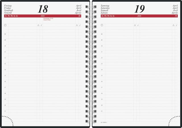Detalle de rido/idé Buchkalender Mod. Timing 1 2026 (A5) – schwarz
