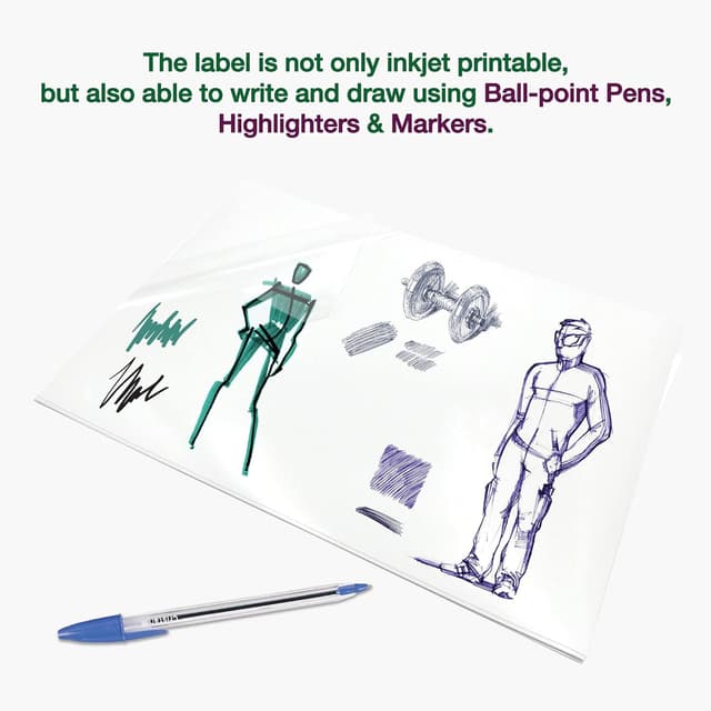 Detalle 2 de EVG Evergreen Goods 10 Sheets A4 Clear Transparent Sticker Vinyl – Glossy Inkjet Printable