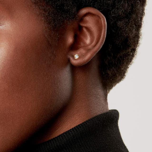 Detalle de Kleine Ohrstecker aus Sterlingsilber 925 mit Zirkonia (2/3/4/5 mm) – runde CZ Stecker für Damen, Herren & Kinder