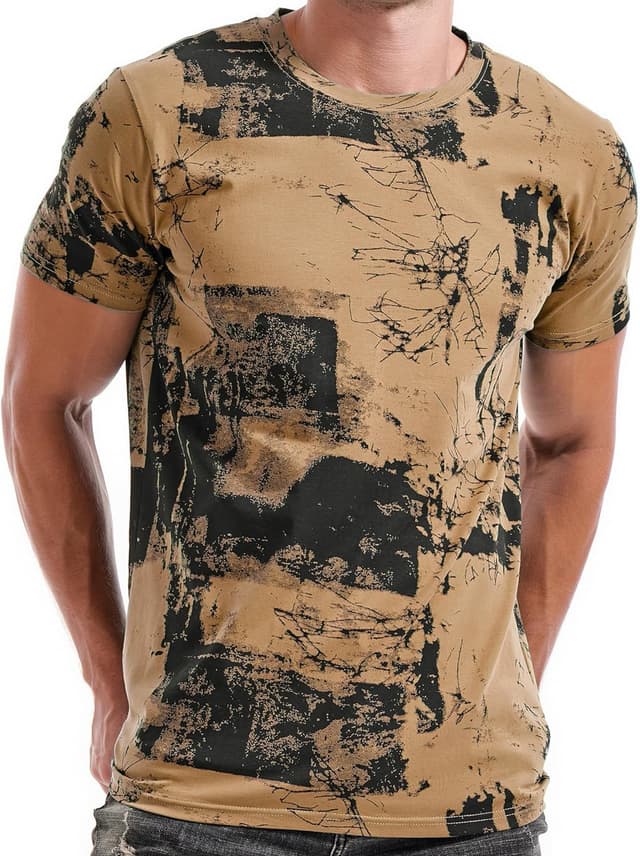 Detalle de RONOMO Herren-T-Shirt aus 95% Baumwolle & 5% Spandex (Mikroelastik), hautfreundlich