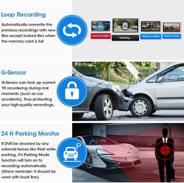 Thumbnail 6 de Jansite 10" Mirror Dash Cam 1080P dual camera