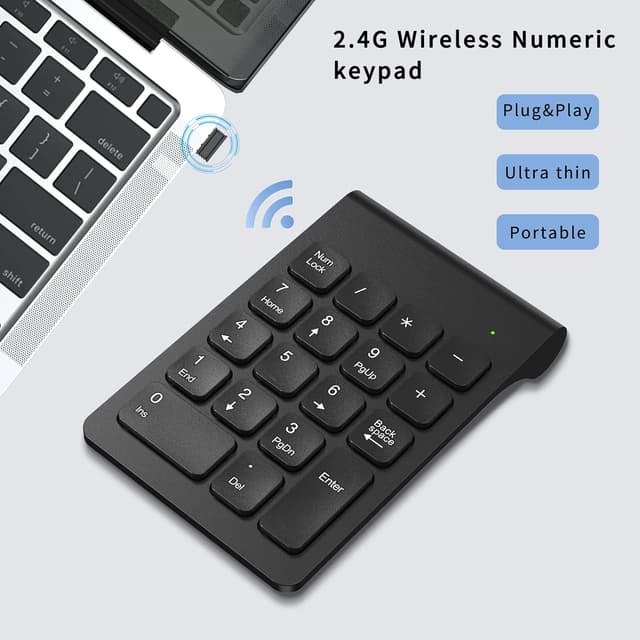 Detalle de cimetech Mini tastierino numerico wireless 2.4G con ricevitore USB da 18 tasti per laptop e PC