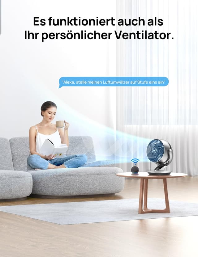Detalle 2 de Dreo 28dB Leiser Smart Tischventilator für Schlafzimmer & Büro (Lynx S)
