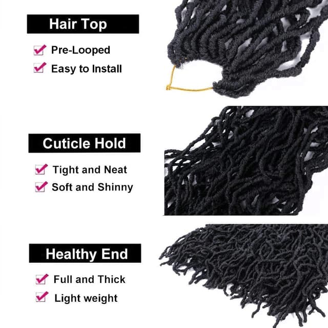 Detalle 2 de 6-Pack Soft Locs Crochet Hair Pre-Looped Faux Locs (18 Inch) — Goddess Curly/Wavy Crochet Locs