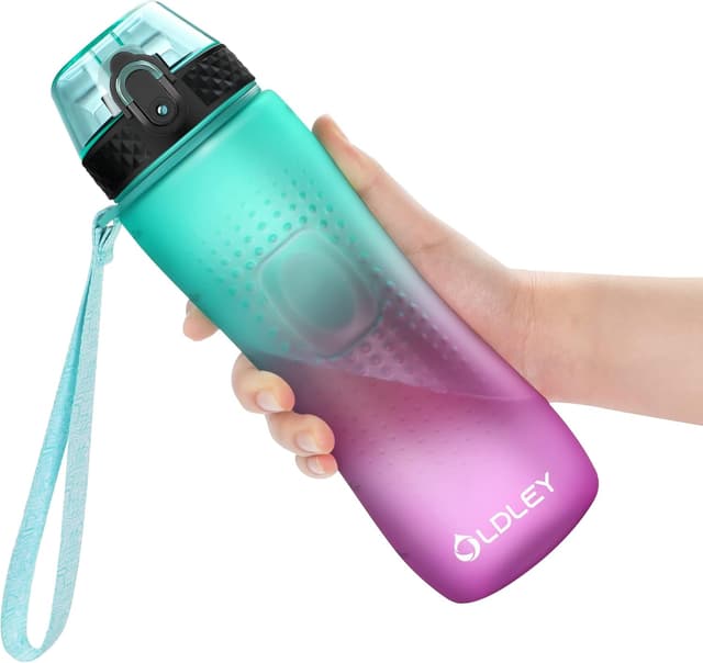 Detalle de OLDLEY 750ml/25oz BPA-free Tritan straw water bottle with one-touch opening (green/purple)