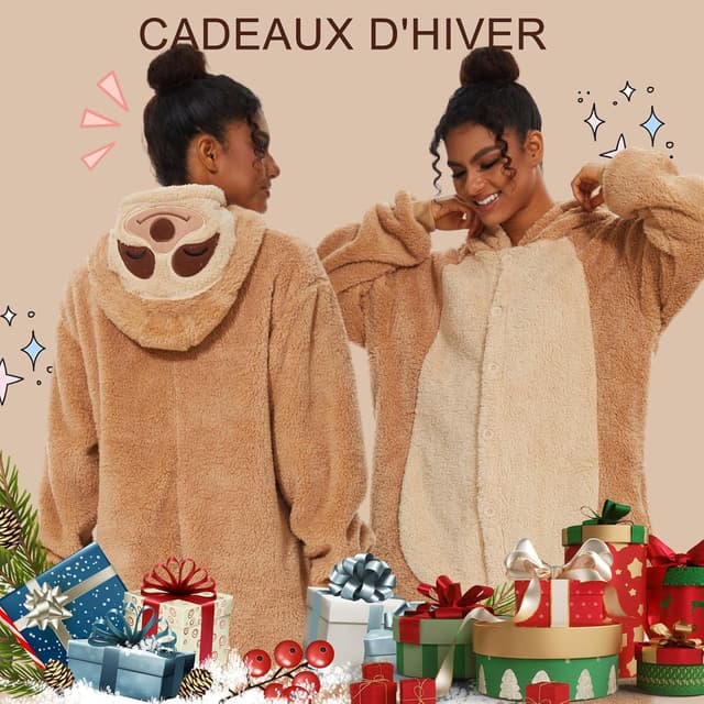 Detalle 2 de Luojida combinaison pyjama pilou pilou kigurumi adulte (avec poches)