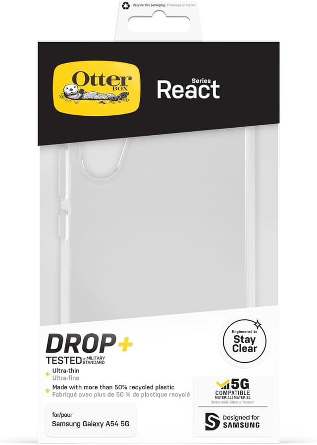 Detalle 1 de Coque OtterBox React Series ultra-mince antichoc pour Samsung Galaxy A54 5G, transparente
