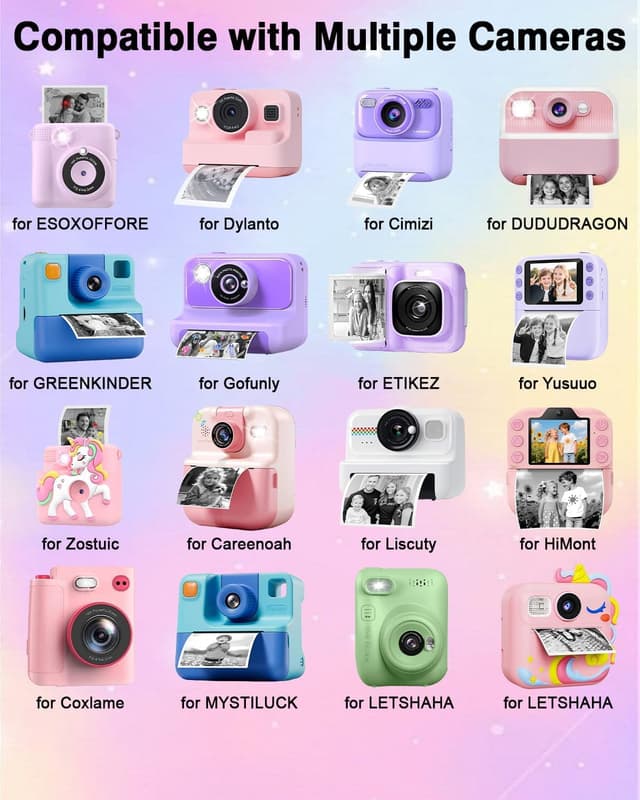 Detalle de Affheny 20 Rollen Sofortbildkamera-Nachfüllpapier (HD) für Kinder, BPA-frei