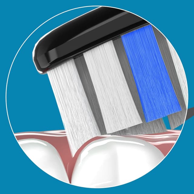 Detalle de Lächen Standardbürstenkopf S131 (schwarz) – 4 Stück, passend für Lächen E-Zahnbürsten