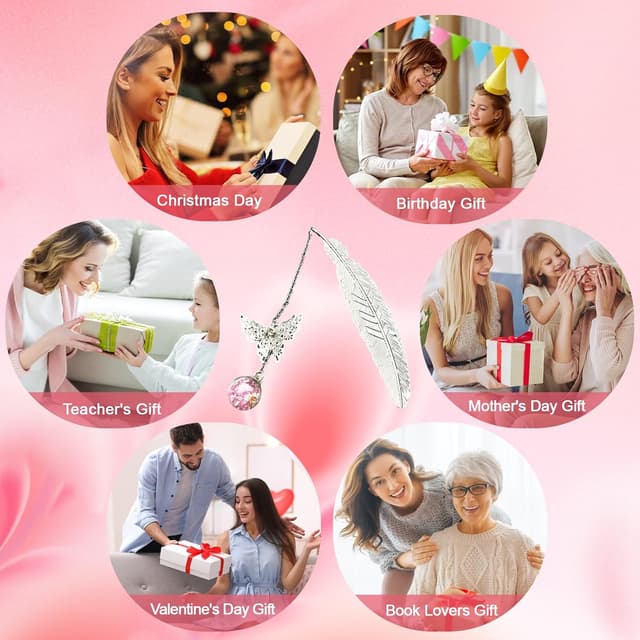 Detalle de Bliceon Feather Bookmark with Butterfly Charm