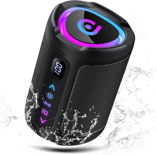 Detalle de aowoka Bluetooth Speaker (Bluetooth 5.4) with LED Light, IPX7 and up to 24H playtime