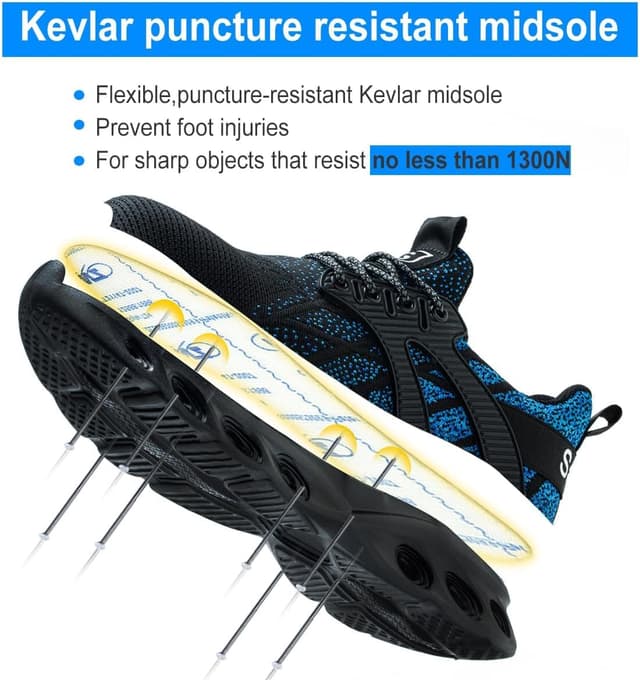 Detalle de YEKOYIOO Sicherheitsschuhe mit Stahlkappe (Anti-Smashing), leicht & atmungsaktiv – EU-Größen 38–46