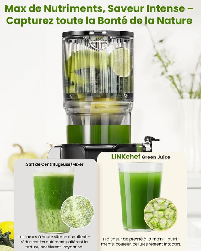 Detalle de Extracteur de jus vertical LINKChef 1,2 L, 200 W (noir) – sans préparation, rinçage express