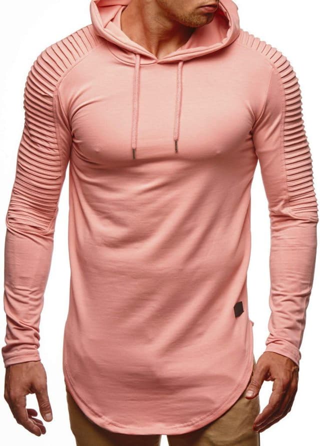 Detalle 2 de Leif Nelson LN-6369 Felpa con cappuccio uomo salmone rosa (Small)