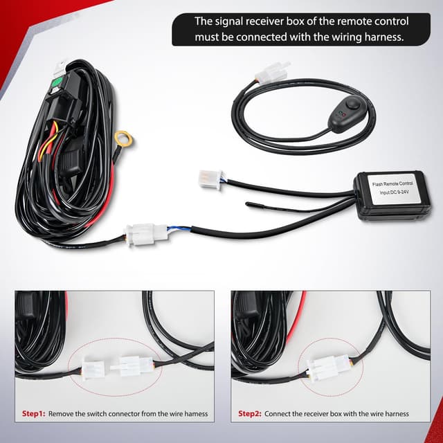 Detalle 2 de Nilight Remote Wiring Harness for LED Light Bars (12V, 15A, 16AWG) with Wireless Strobe Controller and Waterproof Relay