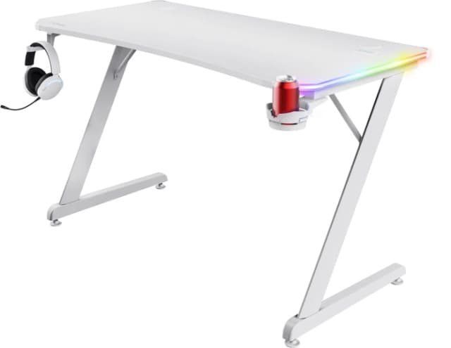 Detalle de Trust GXT709 Luminus RGB Gaming-Schreibtisch in Weiß (120 x 60 cm)