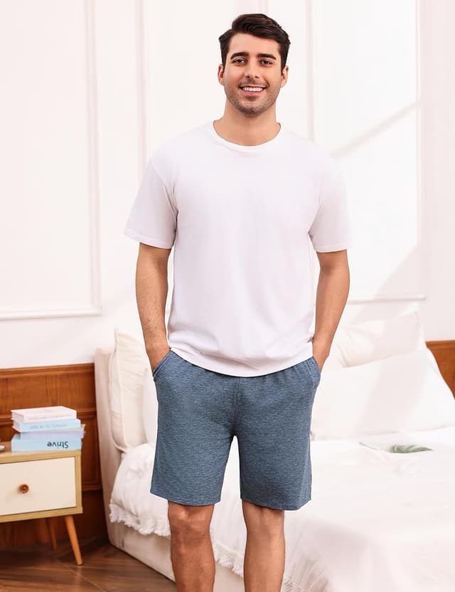 Detalle de Uniexcosm – Short de pyjama homme court en coton avec élasthanne et poches latérales