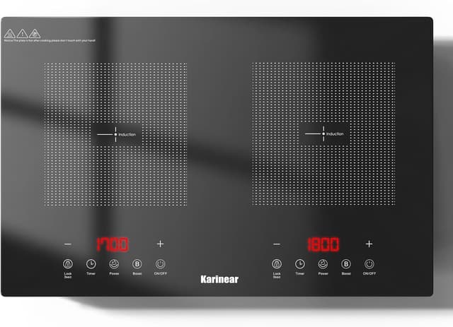 Detalle de Induktionskochfeld 2 Platten (60 cm) 3500 W mit Boost & Touch-Steuerung, 240-Minuten-Timer und Kindersicherung