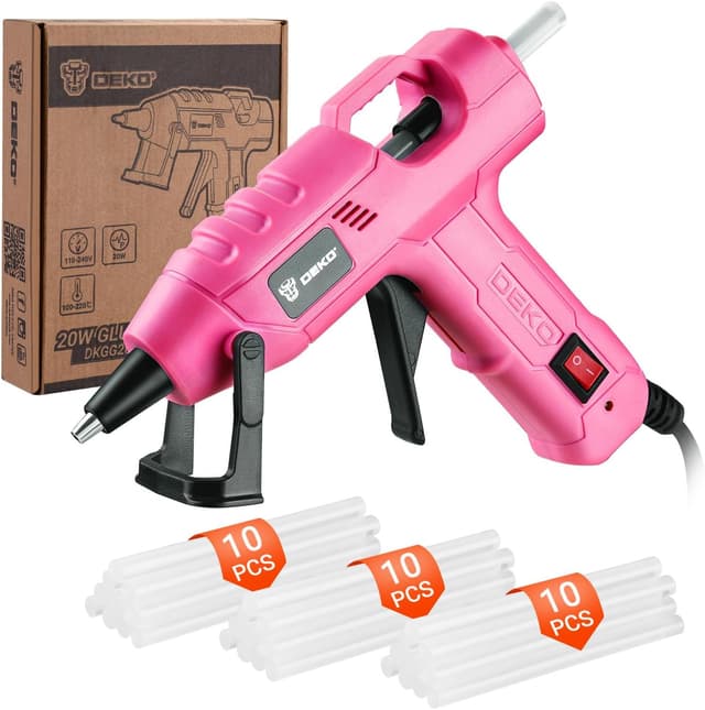 Detalle de DEKO 20W Mini Hot Glue Gun Kit (7mm) with 30 Glue Sticks – Pink