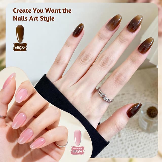 Detalle de JODSONE Set 10 colori Gel Base 3 in 1 con Top Coat: kit nail art jelly per manicure fai da te