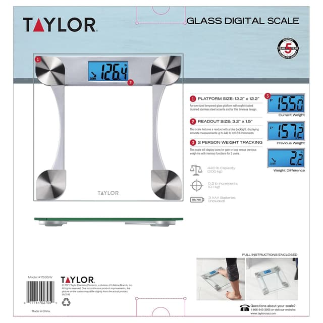 Thumbnail 4 de Taylor Digital Glass Scale 440 lb ๐