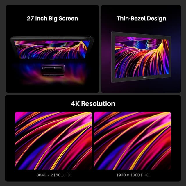 Detalle de Huion Kamvas Pro 27 4K UHD Drawing Tablet with Screen (PenTech 4.0, 27-inch, Adobe RGB 98%)