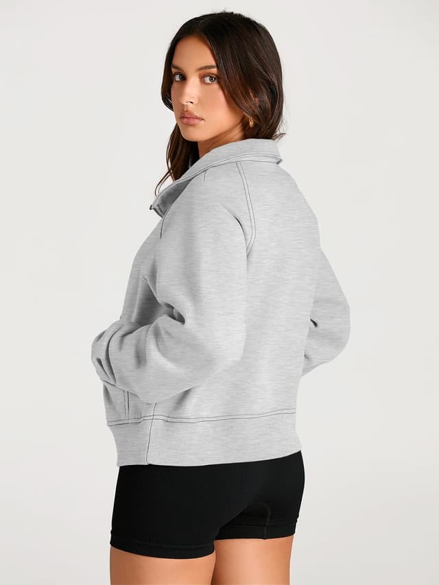 Detalle 1 de AUTOMET Half‑Zip Fleece Crop Hoodie for Women