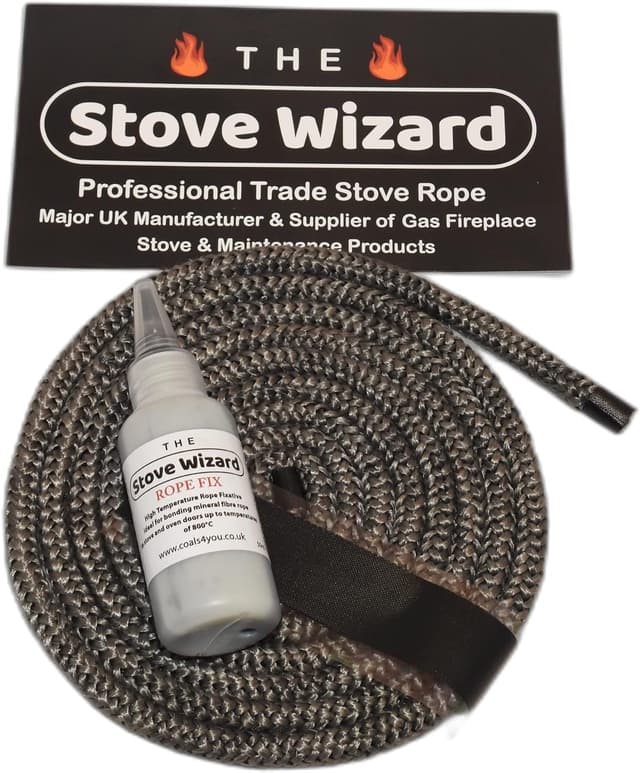 Detalle de The Stove Wizard Black Stove Rope Kit (10mm x 3.5m) with Super Seal Adhesive & Flue Sealing Tape