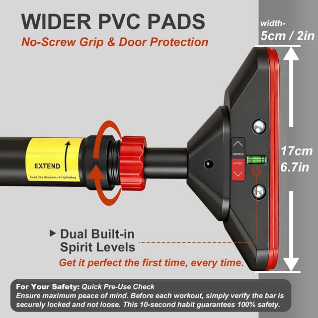 Detalle 2 de purrgrit Klimmzugstange für Türöffnung (74–95 cm) mit Multi-Grip Griffen und gepolsterten Griffen