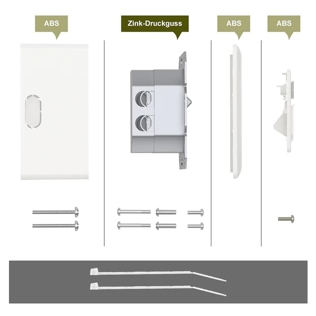Detalle 2 de VCELINK Prise réseau RJ45 Cat6A FTP blindée à 2 ports, montage mural en saillie ou encastré, blanc