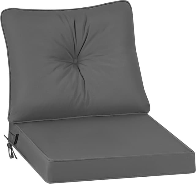 Detalle de PRIMEPATIO 50 x 50cm Dark Grey 7cm Waterproof Outdoor Chair Cushion with Backrest