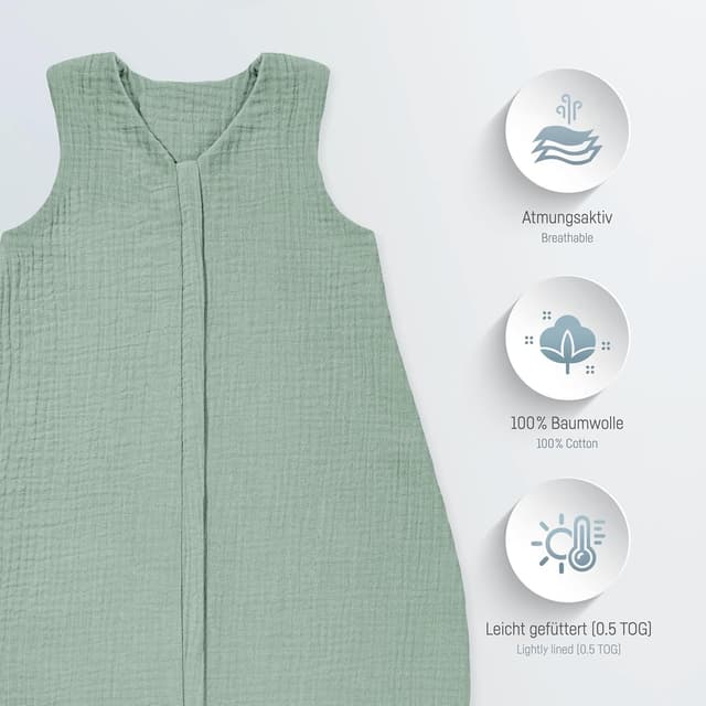 Thumbnail 1 de Julius Zöllner Sommerschlafsack Musselin 0,5 TOG Gr. 56/62