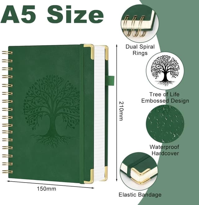 Detalle de AOOSU Spiral Notebook A5 quaderno a griglia