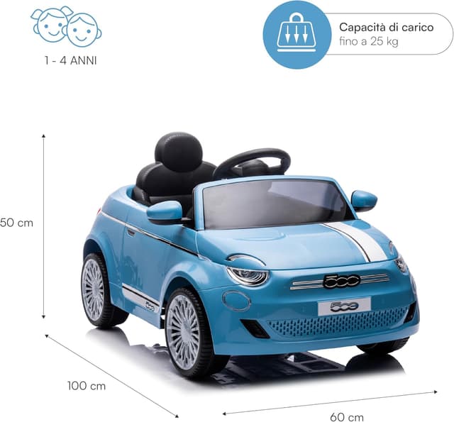 Detalle de Baroni Toys FIAT 500 Baby Car Elettrica 12V