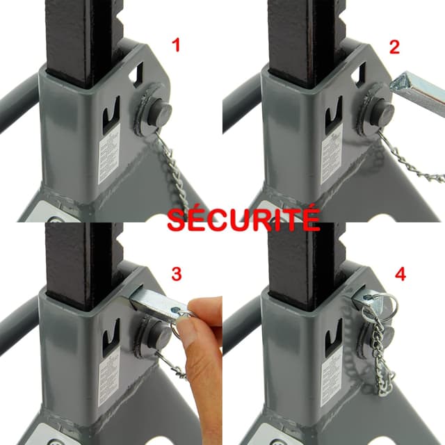 Detalle 2 de Precision Steel 2 cavalletti a cremagliera auto con treppiedi, portata 3 tonnellate