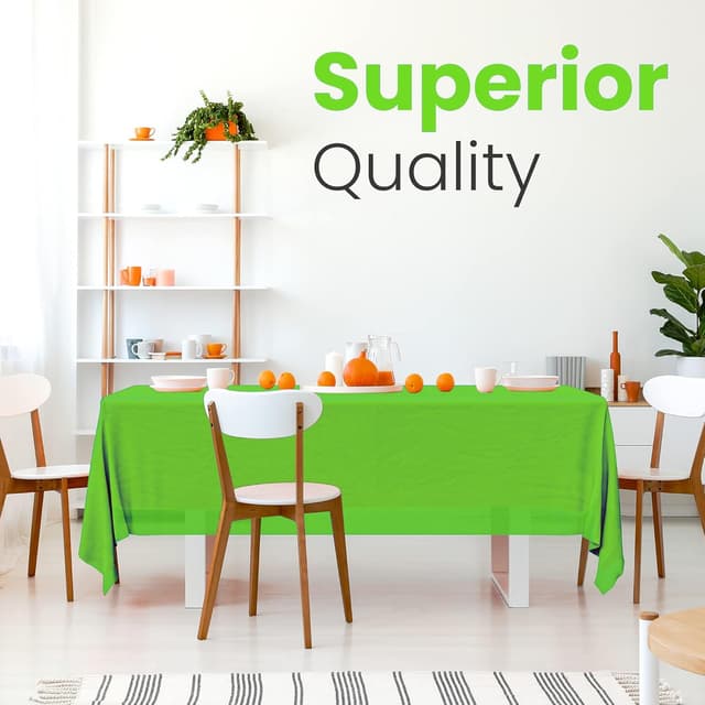 Detalle de 14-Pack Premium Lime Green Plastic Tablecloth (54 x 108 in) for Rectangle Tables