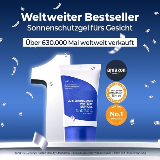 Detalle 2 de ISNTREE Hyaluronic Acid Watery Sun Gel (50 ml) SPF 50+ PA++++ – leichtes Sonnengel für tägliche UV-Pflege