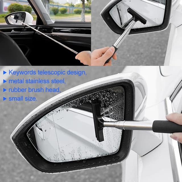 Detalle de Tharvolex 2 PCS Retractable Auto Rearview Mirror Wiper (Mini Squeegee) for Windshields & More