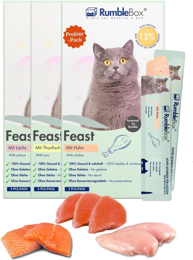 Detalle de RumbleBox Schleckies (Ultimate Sparbox) – getreidefrei & zuckerfrei, mit 70% Fleisch und Taurin