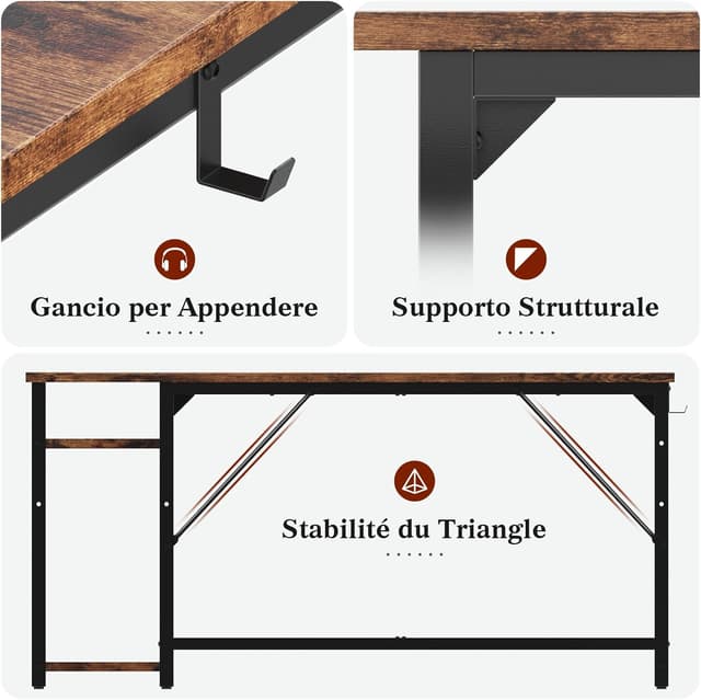 Detalle 2 de JUMMICO Scrivania 100 x 50 cm con 2 ripiani e separatore regolabile (destro o sinistro)