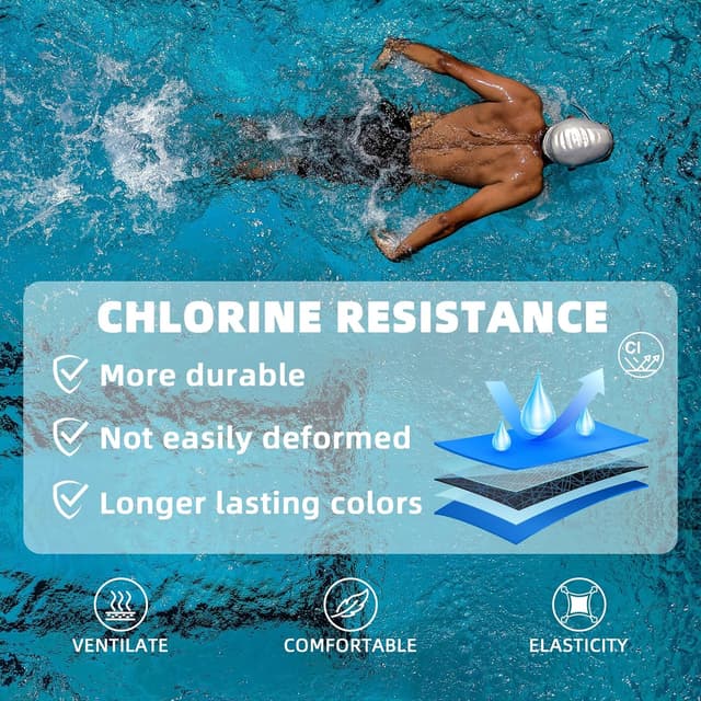 Detalle de AMZSPORT Quick Dry Swimming Trunks for Men – Hydrophobic, Chlorine Resistant Board Swimwear