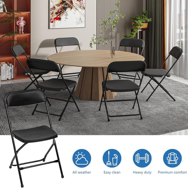 Detalle de Set 6 sedie pieghevoli 200 kg nero