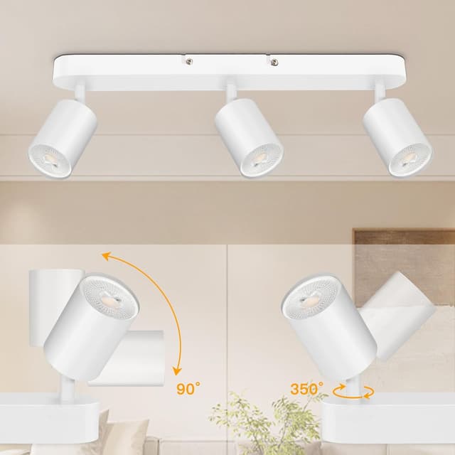 Detalle de TaFiCo faretto da soffitto a LED a 3 luci orientabile GU10 bianco moderno (senza lampadina)