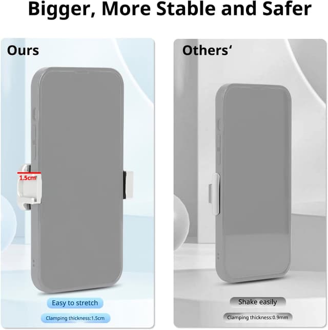 Detalle de HAFOKO OM6 Metal Magnetic Phone Holder with Cold Shoe for Microphone (Tripod Mount Compatible with DJI OM 6/OM 5/OM 4)