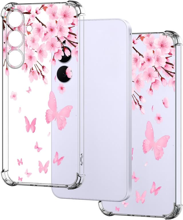 Imagen de HopMore Transparente Handyhülle für Samsung Galaxy S25 FE 5G – Kirschblüte Motiv, stoßfestes TPU/Silikon Clear Case en OfertitasTOP