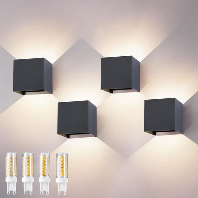 Detalle de Wisdom Line kit 4 applique LED da esterno/interno 9W 4000K G9 antracite IP65