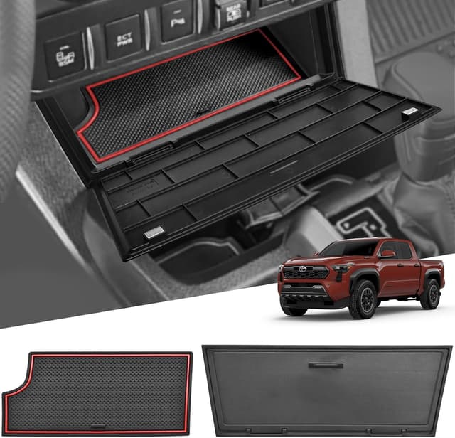 Detalle de GZSH Hidden Front Center Console Cover for Toyota Tacoma (2016–2023, 3rd Gen) — ABS Privacy Lid with Isolation Wireless Charging